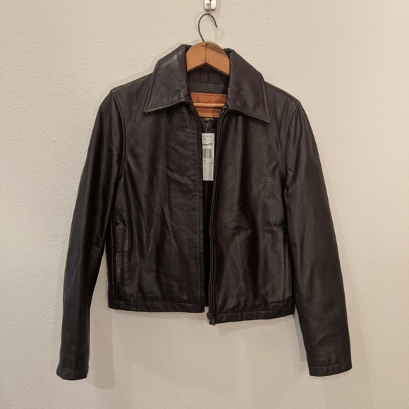 Timberland Chocolate Brown Leather Jacket NWT - Picture 2 of 10
